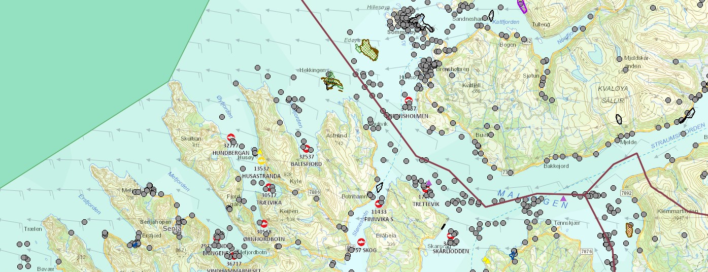 En rekke data kan legges inn kartløsningen Rent hav.