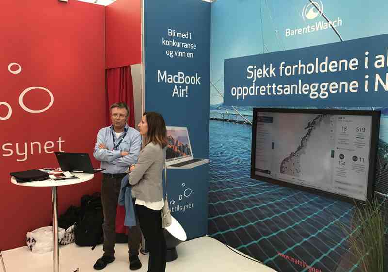 I år står BarentsWatch sammen med Mattilsynet på Aqua Nor i Trondheim.