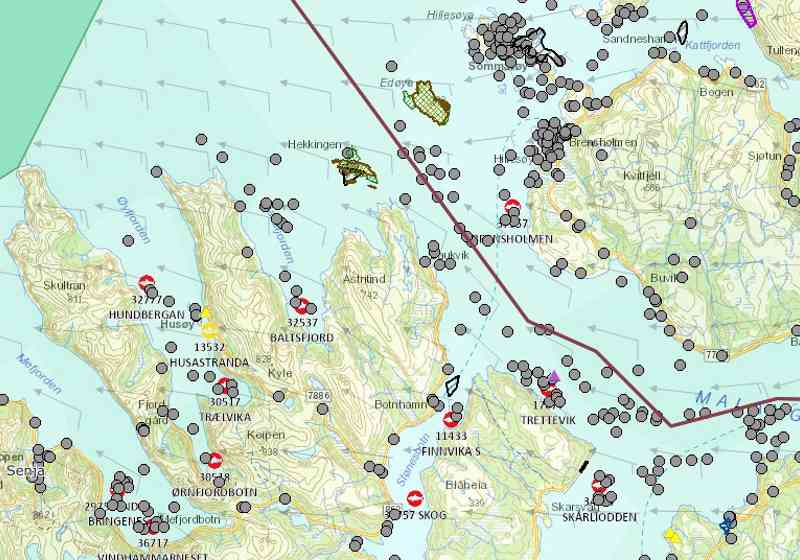 En rekke data kan legges inn kartløsningen Rent hav.