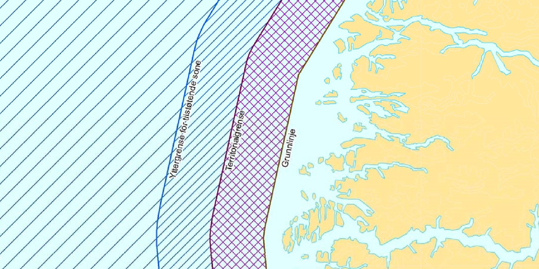 Maritime grenser: Soner ved Fastlands-Norge. Illustrasjon: Kartverket.