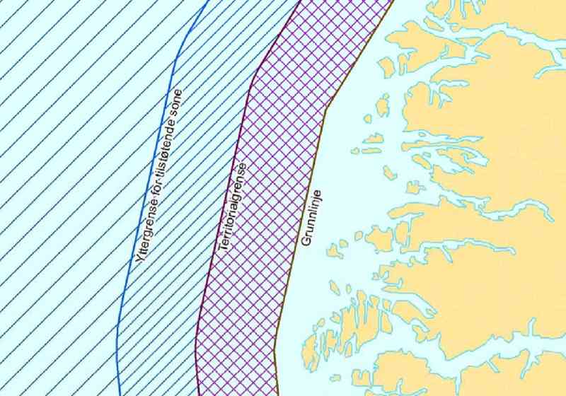 Maritime grenser: Soner ved Fastlands-Norge. Illustrasjon: Kartverket.