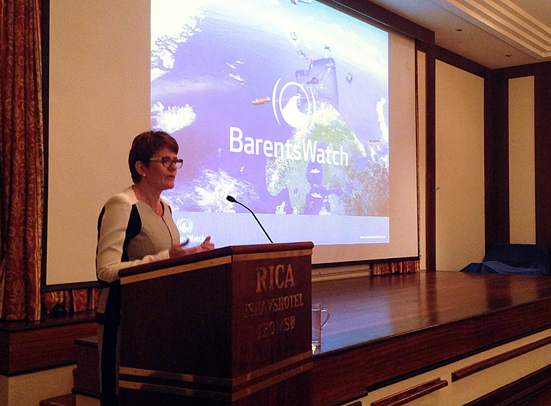 Lisbeth Berg-Hansen under konferansen til BarentsWatch 30. mai. Foto: Kjell Knudsen.
