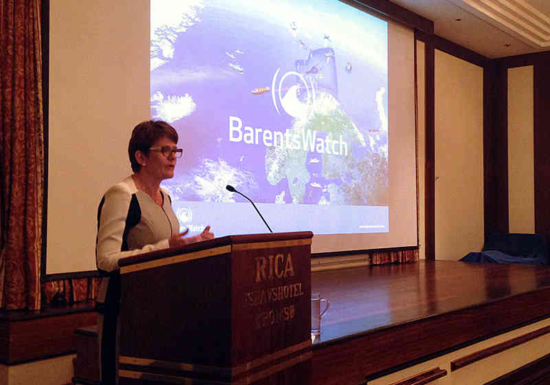 Lisbeth Berg-Hansen under konferansen til BarentsWatch 30. mai. Foto: Kjell Knudsen.