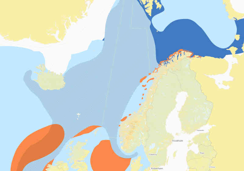 Kartillustrasjon på viktige fiskearter.